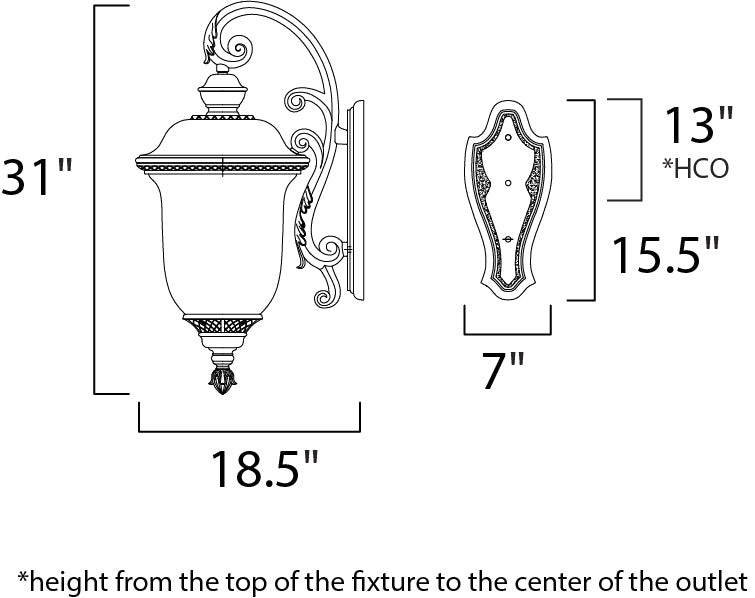 Carriage House VX 3-Light Outdoor Wall Lantern Oriental Bronze by Maxim Lighting