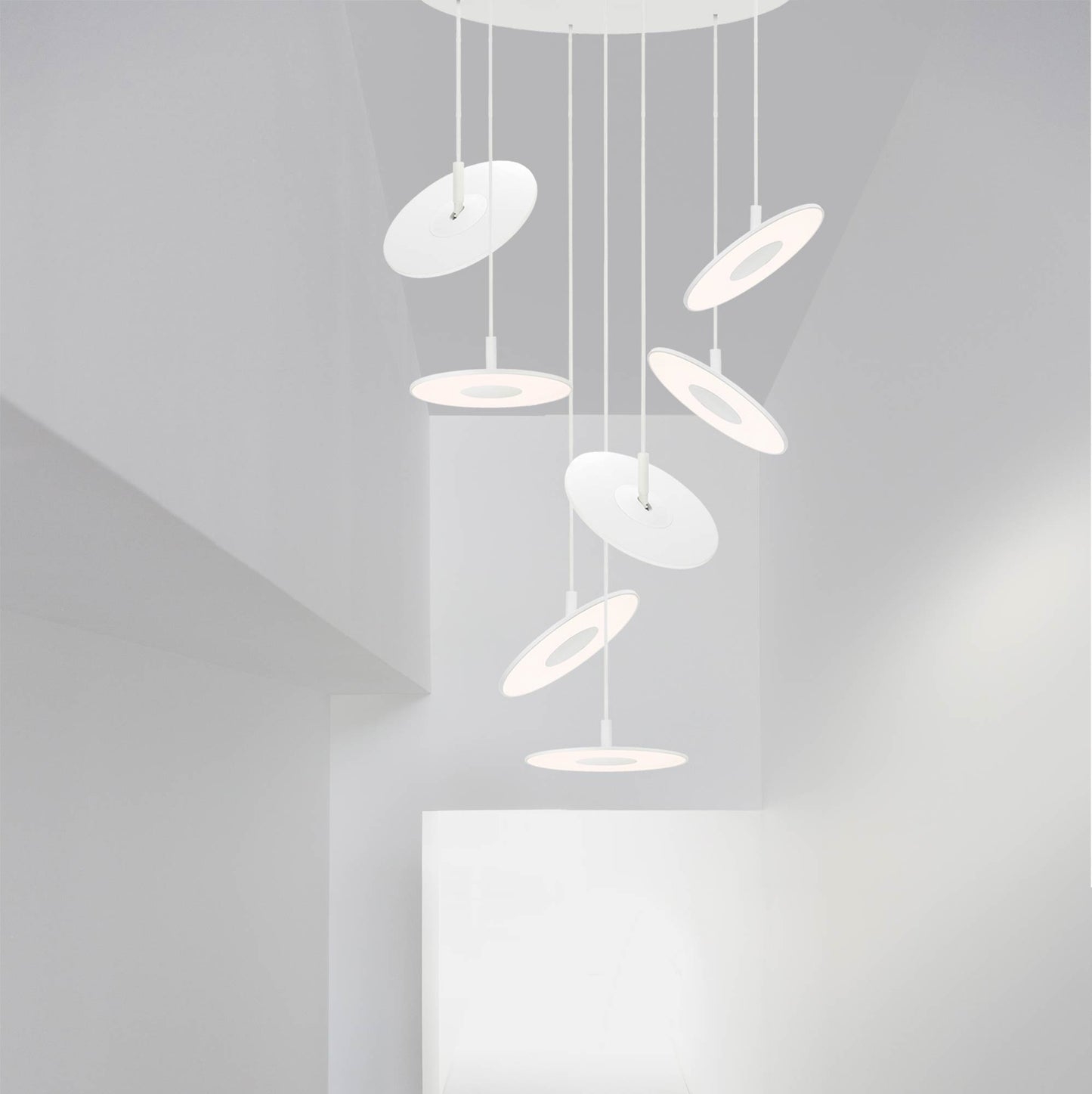 Pablo Designs Circa 7-Pendant Chandelier — 7" x 12" Pendant in White hero product image at MetropolitanDecor