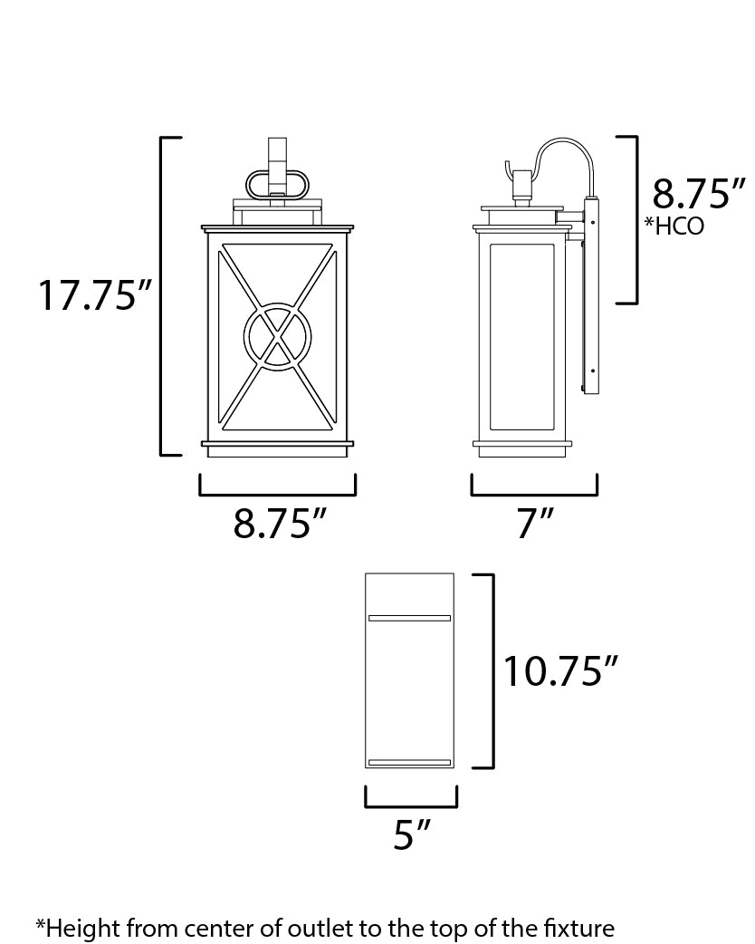 Yorktown VX Outdoor Wall Sconce Black/Aged Copper by Maxim Lighting