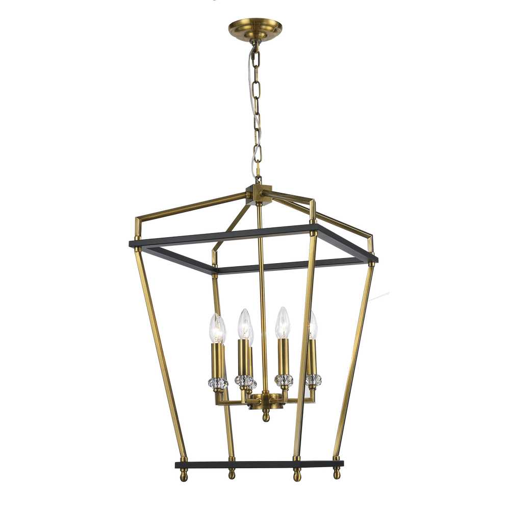 Cages Pendant 8-Light in Antique Brass and Black 4118BB by StarFire Crystal