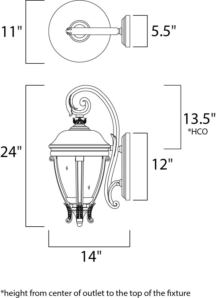 Camden VX 3-Light Outdoor Wall Lantern Golden Bronze by Maxim Lighting