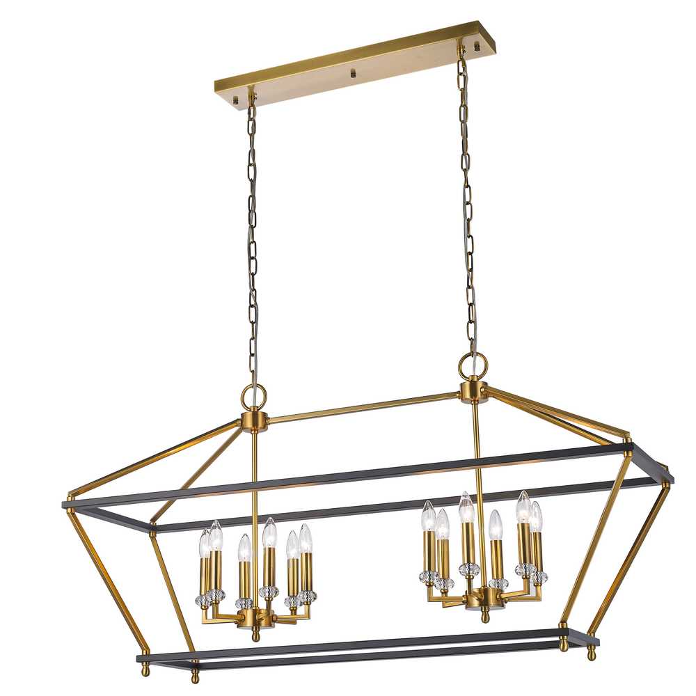 Cages Pendant 12-Light in Antique Brass and Black 4149BB by StarFire Crystal
