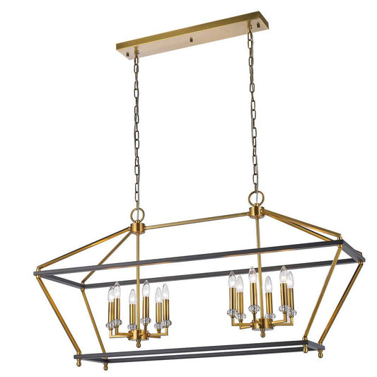 Cages Pendant 12-Light in Antique Brass and Black 4149BB by StarFire Crystal