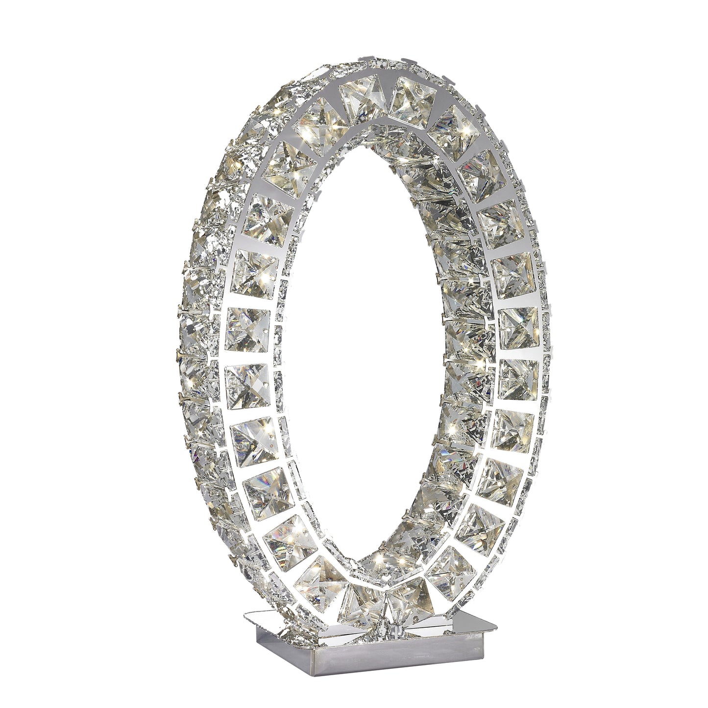 Oval Crystal Extravaganza 17.5" Table Lamp Chrome by Finesse Decor TL-412