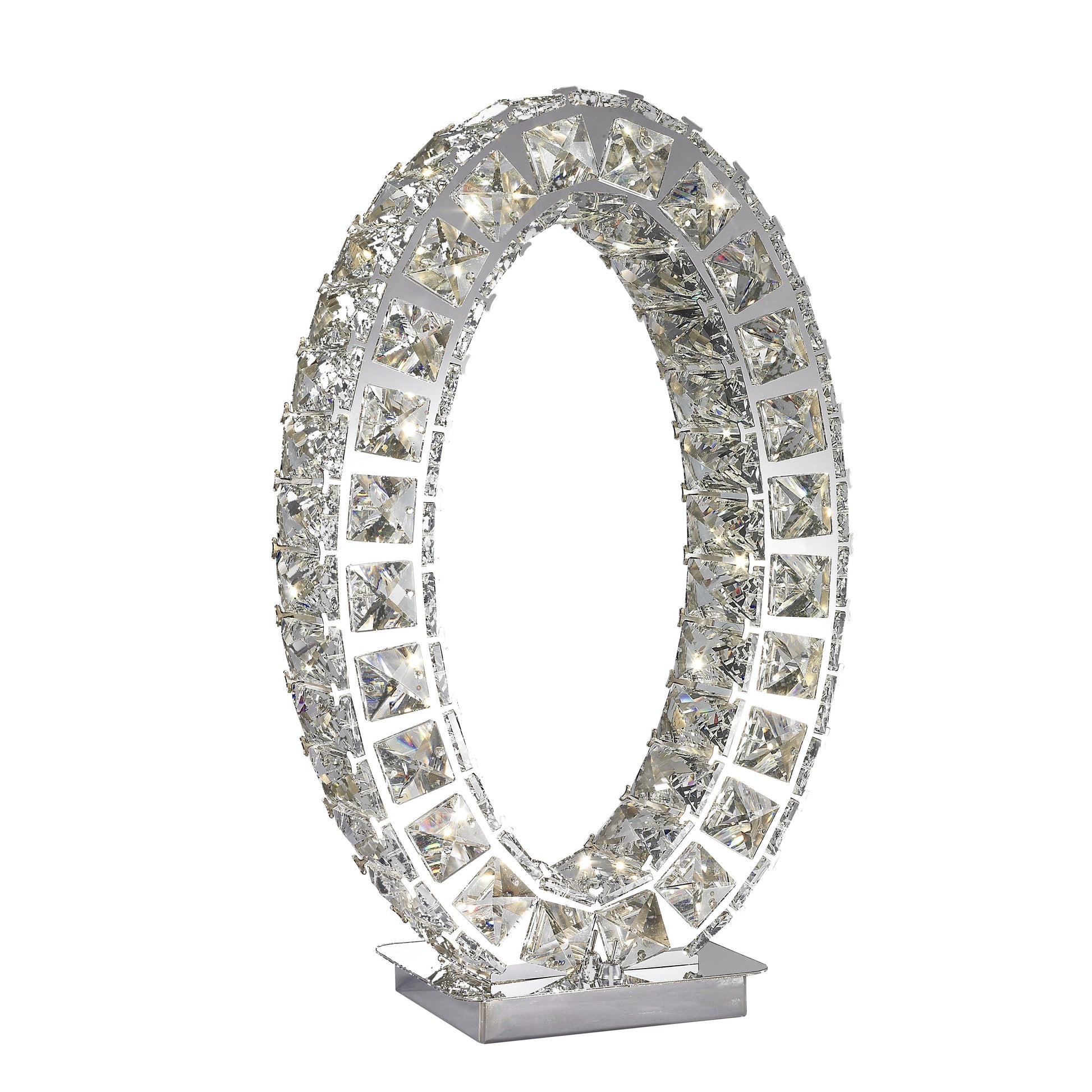 Oval Crystal Extravaganza 17.5" Table Lamp Chrome by Finesse Decor TL-412