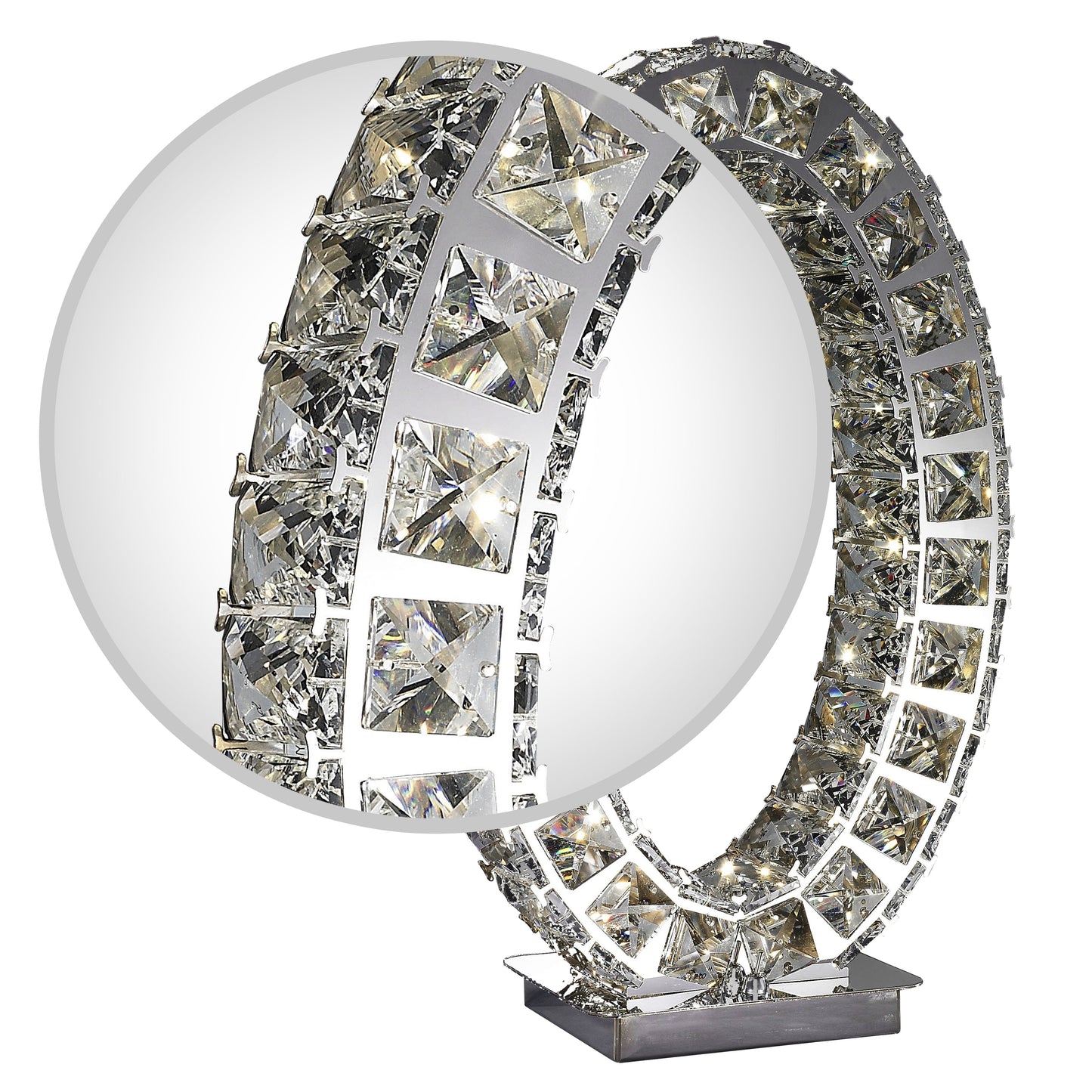 Oval Crystal Extravaganza 17.5" Table Lamp Chrome by Finesse Decor TL-412