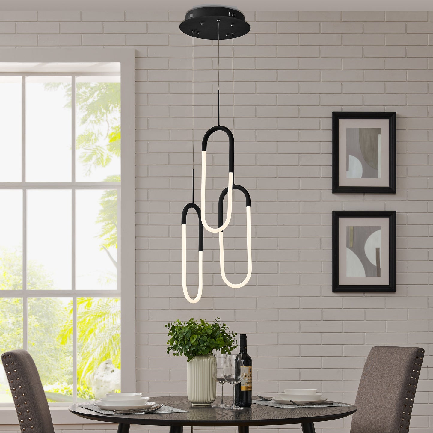 LED Three Clips Chandelier - Finesse Decor CH-0301-3MB