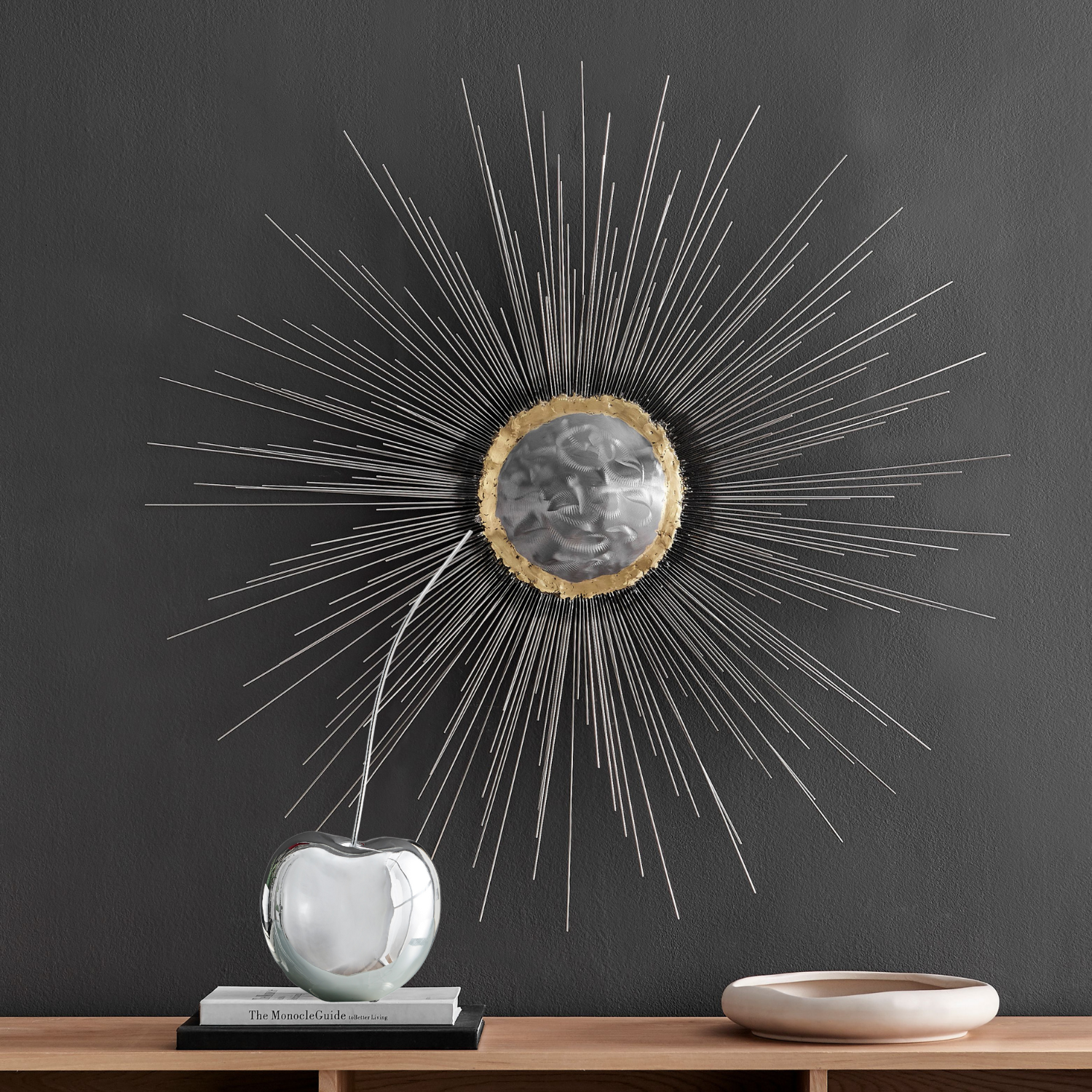Medium Chrome Cherry Sculpture 22" Tall by Finesse Decor E2250-C