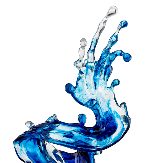 Wave Sculpture Transparent Blue Large by Finesse Decor