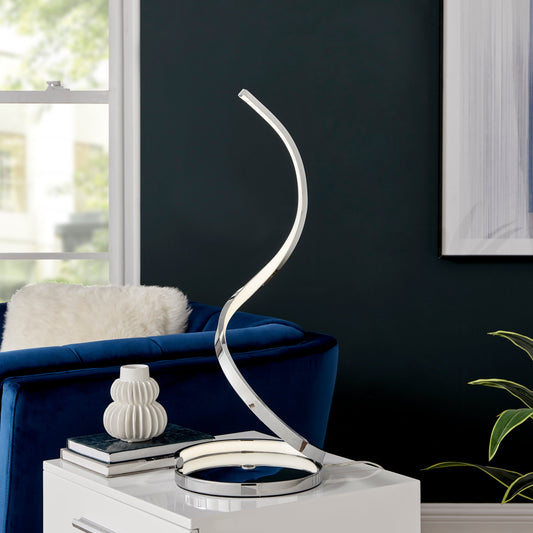 Modern Spiral LED Table Lamp, Chrome - Finesse Decor TL-0053