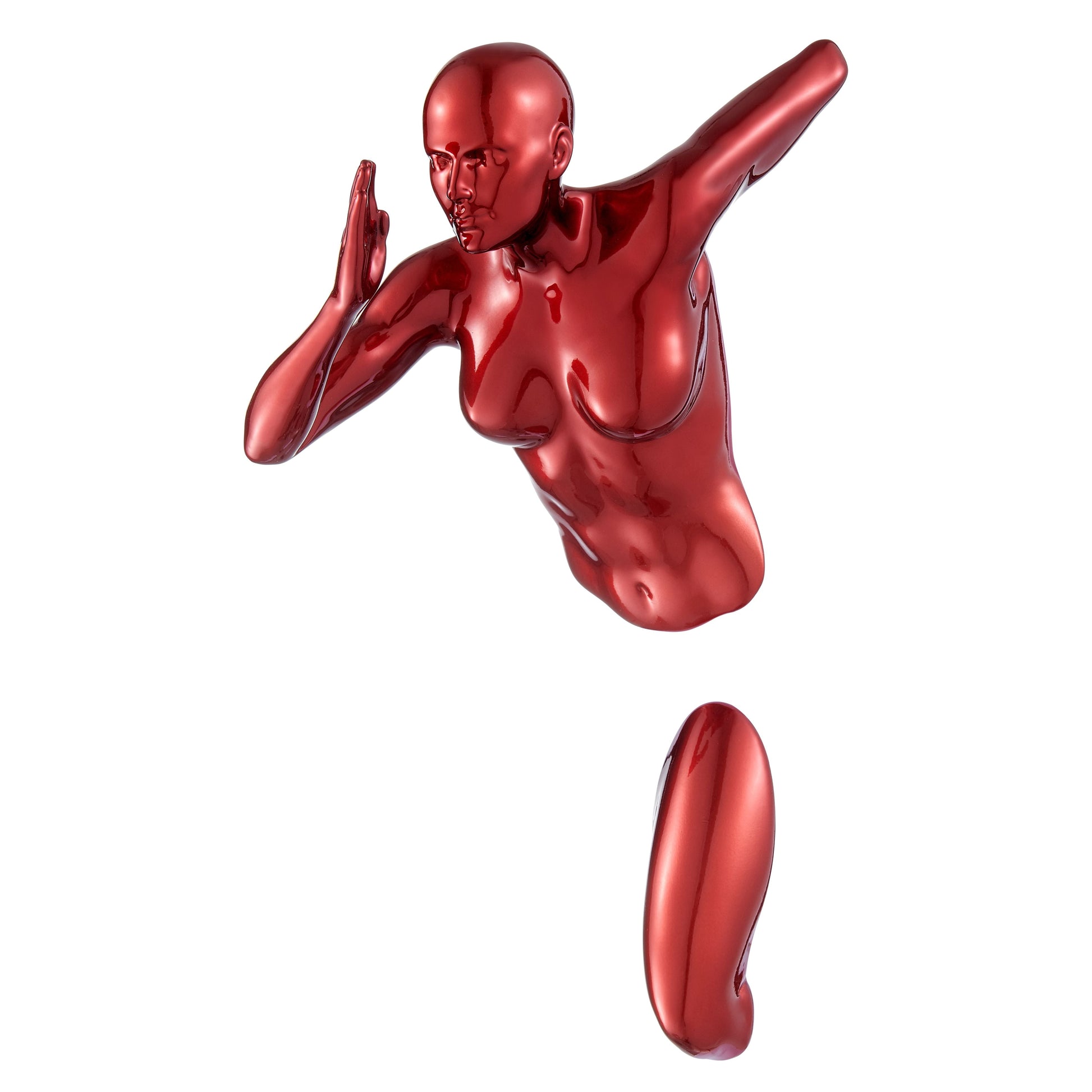 Runner Woman 13" Wall Sculpture Metallic Red by Finesse Decor C-WR-20