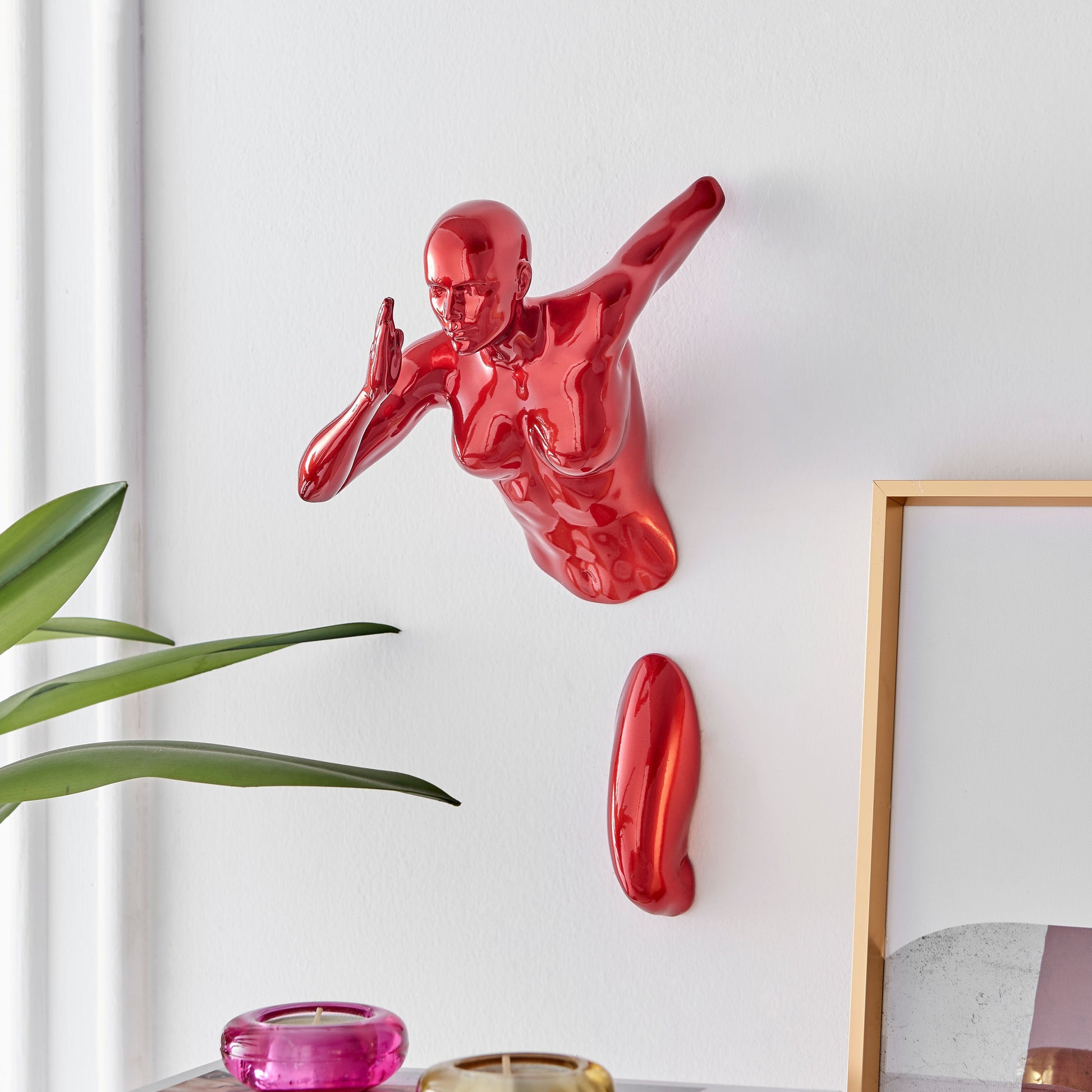 Runner Woman 13" Wall Sculpture Metallic Red by Finesse Decor C-WR-20