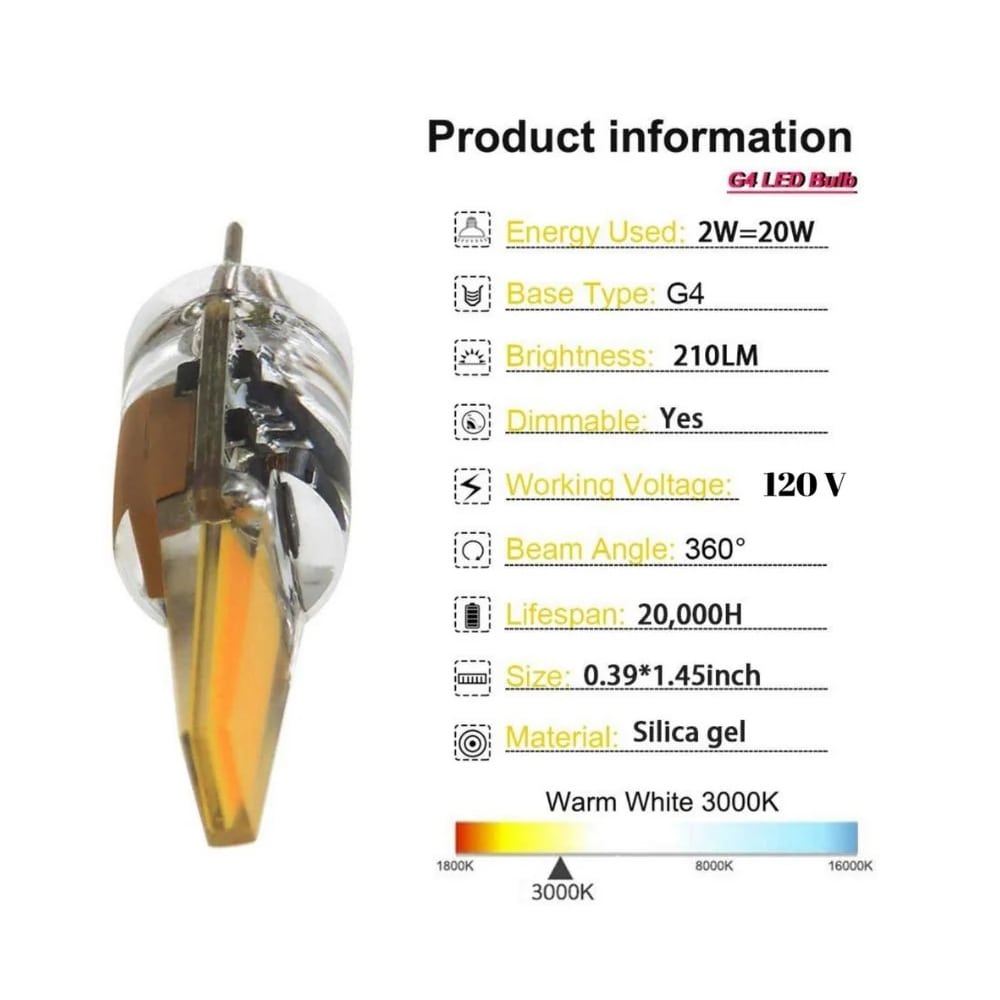 G4 LED Bulbs - Finesse Decor G4-LED-3000K-2W