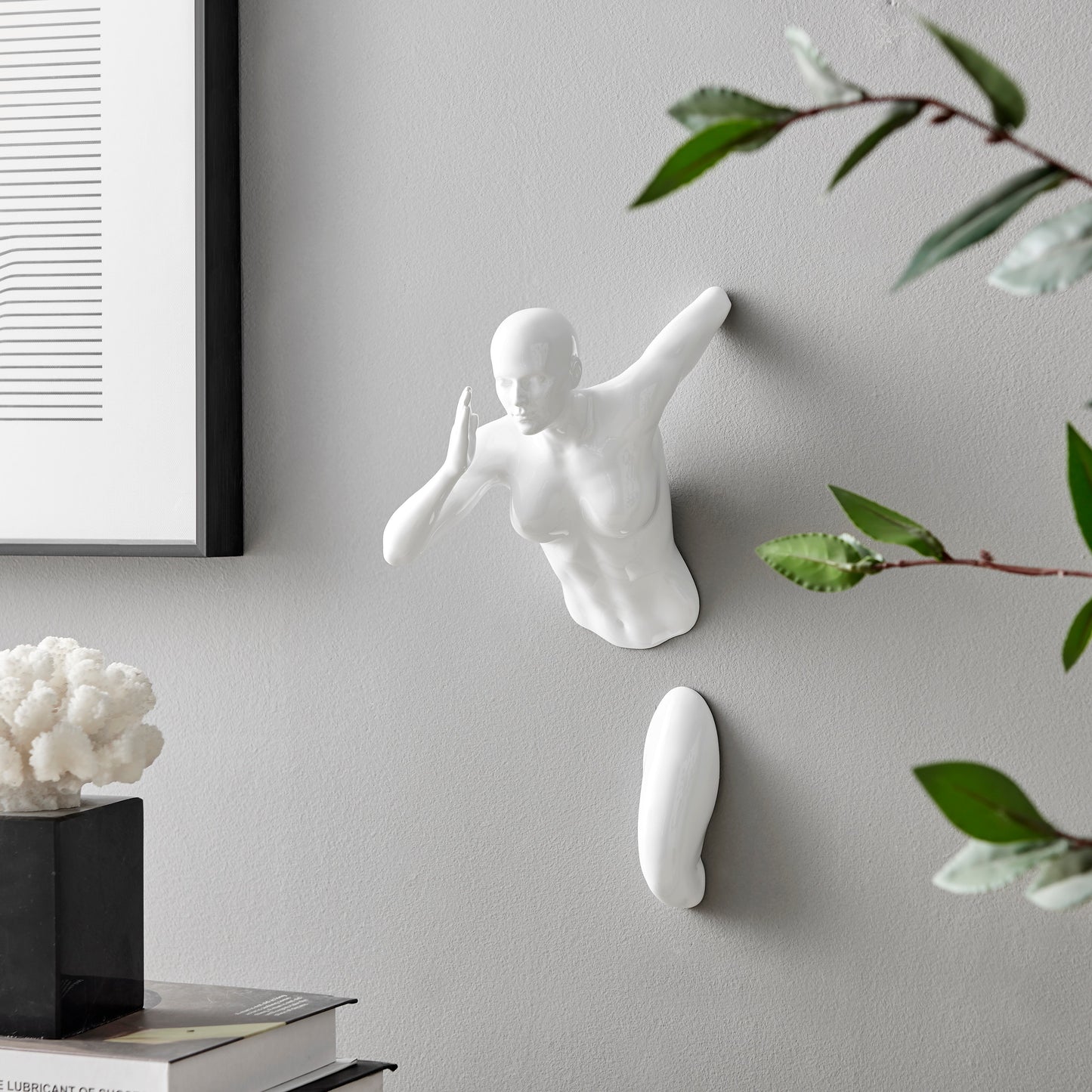 Runner Woman 13" Wall Sculpture White by Finesse Decor C-WR-15
