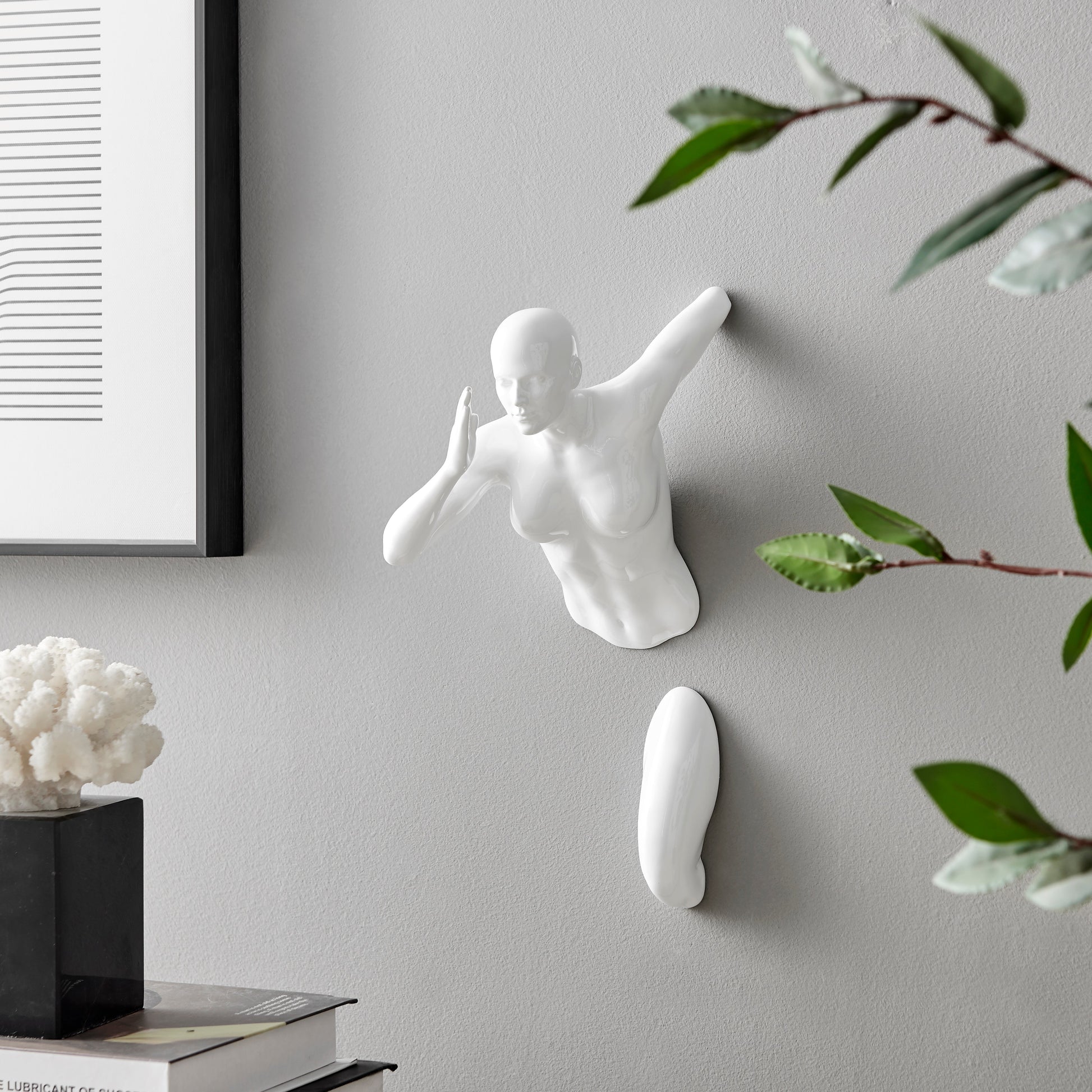 Runner Woman 13" Wall Sculpture White by Finesse Decor C-WR-15