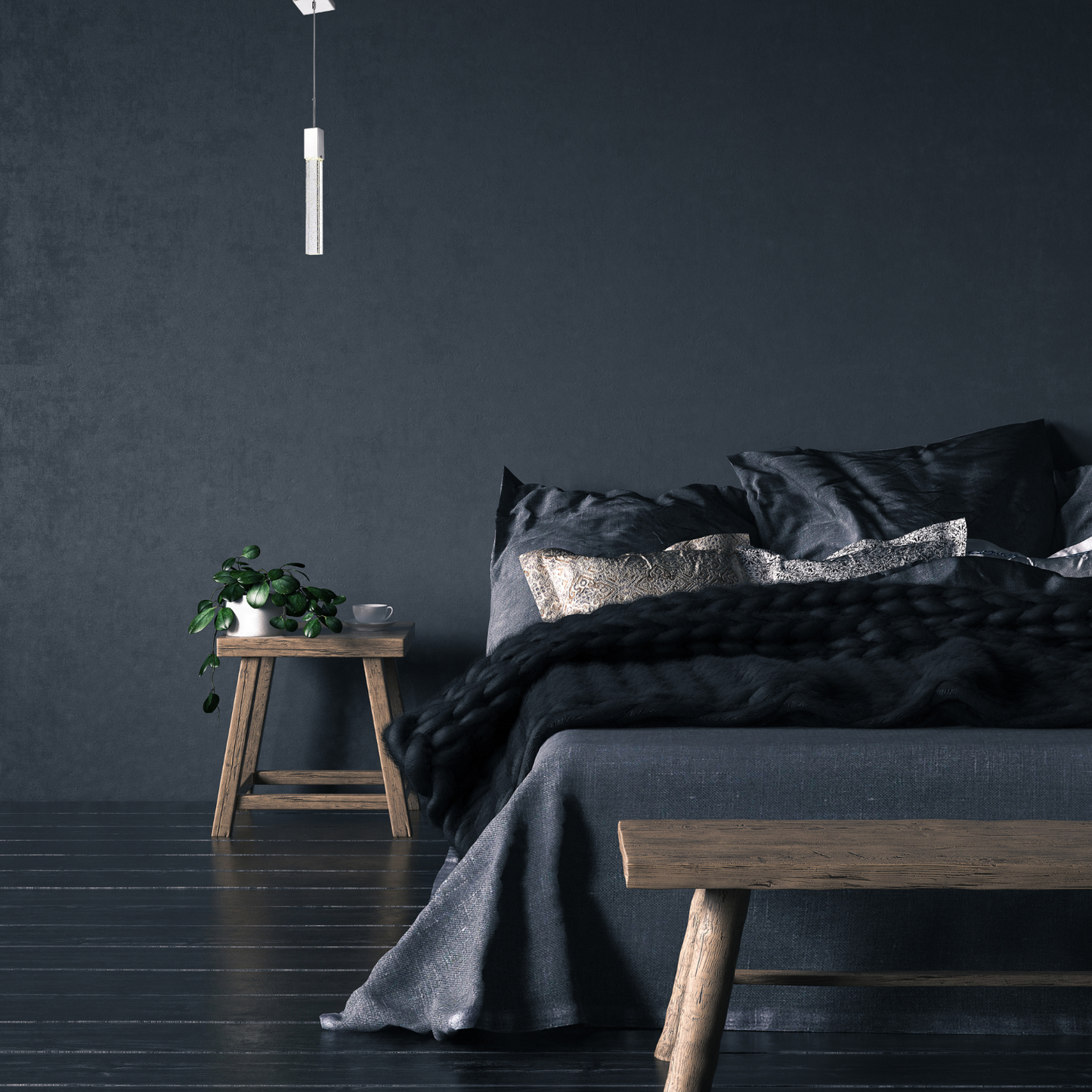 Rectangular Crystal Pendant - Finesse Decor FN-1133-1