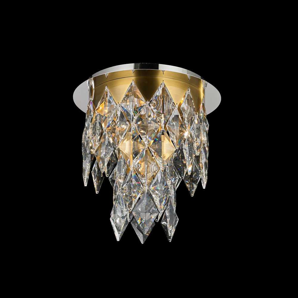 Milan Flushmount 6-Light in Antique Brass and Chrome 4616CA by StarFire Crystal