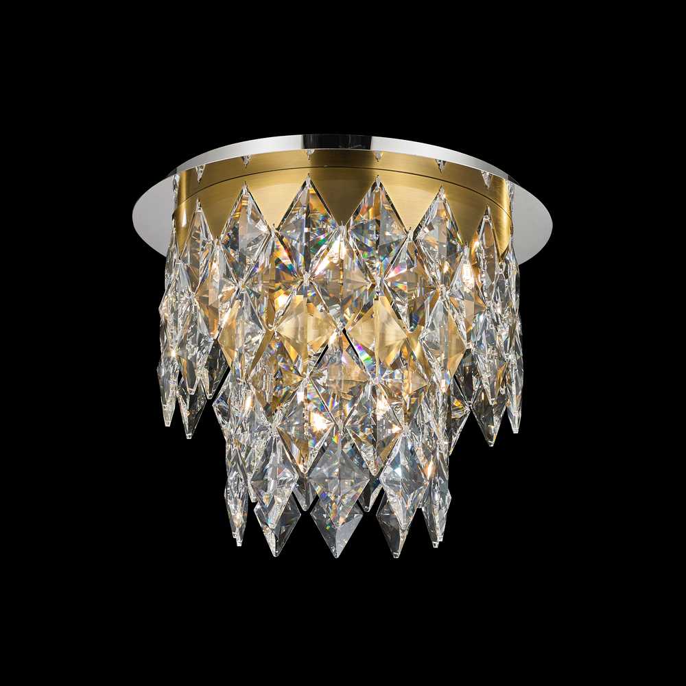 Milan Flushmount 9-Light in Antique Brass and Chrome 4620CA by StarFire Crystal