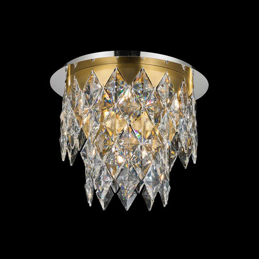 Milan Flushmount 9-Light in Antique Brass and Chrome 4620CA by StarFire Crystal