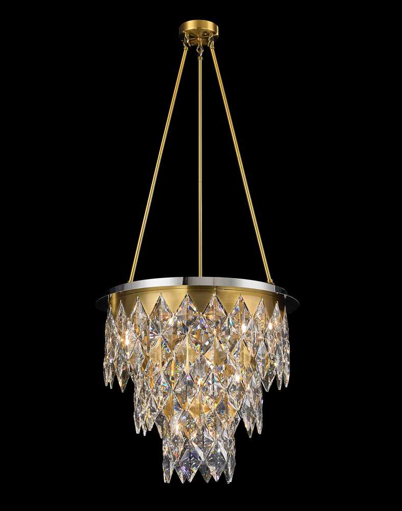 Milan Chandelier 17-Light in Antique Brass and Chrome 4624CA by StarFire Crystal