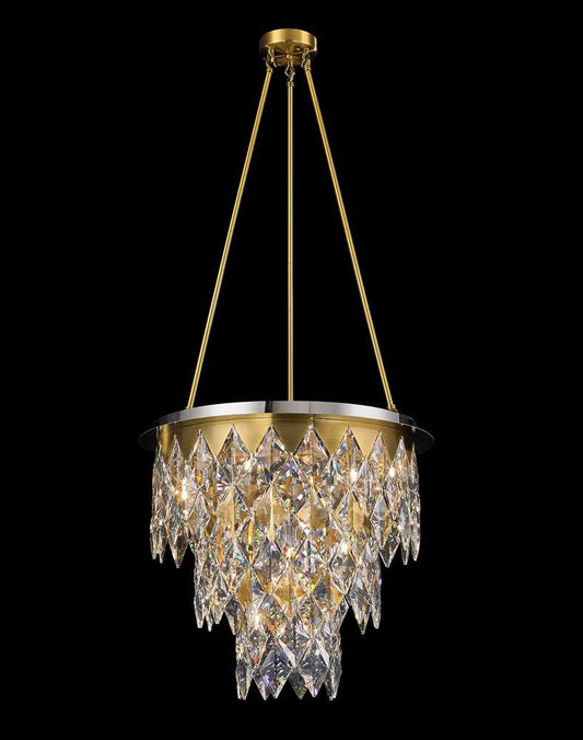 Milan Chandelier 17-Light in Antique Brass and Chrome 4624CA by StarFire Crystal