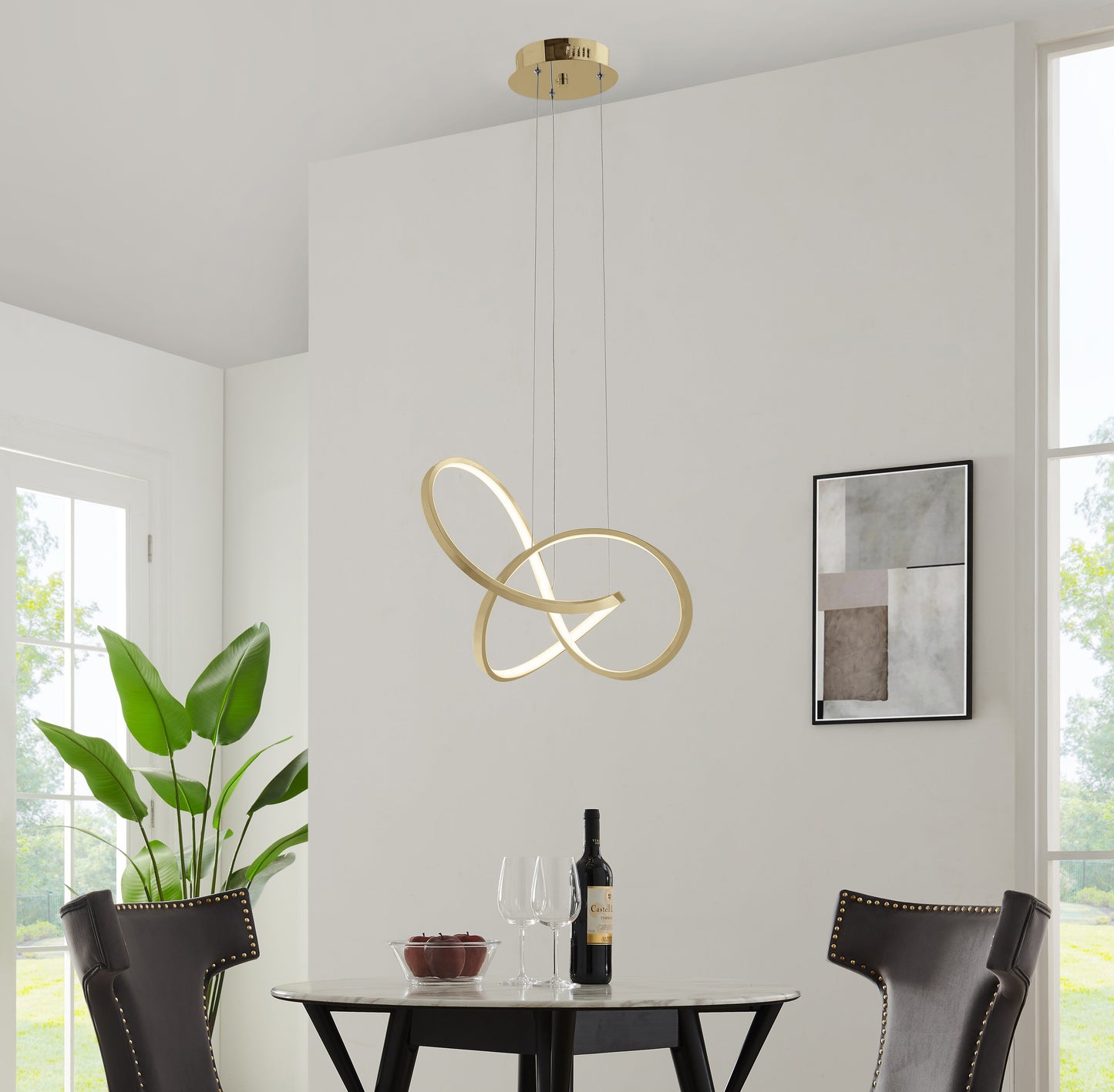 Knotted LED Dimmable Chandelier Sandy Gold by Finesse Decor CH-1155-G