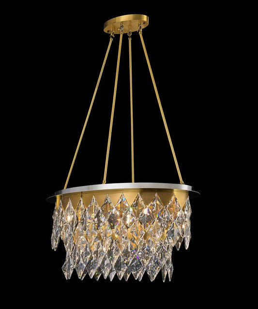 Milan Chandelier 14-Light in Antique Brass and Chrome 4633CA by StarFire Crystal