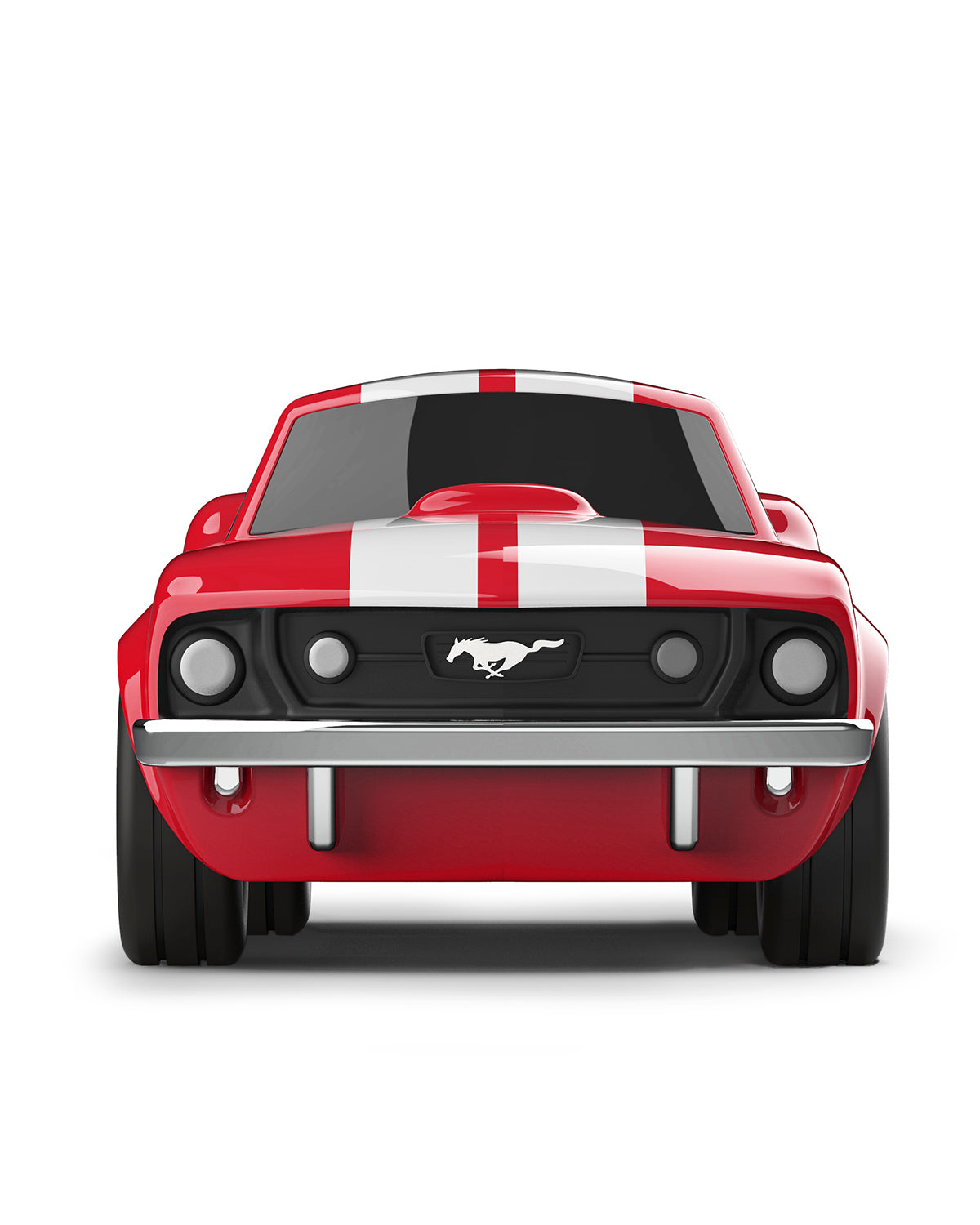 Baghera red Ford Mustang racing toy car with white stripes – view 2