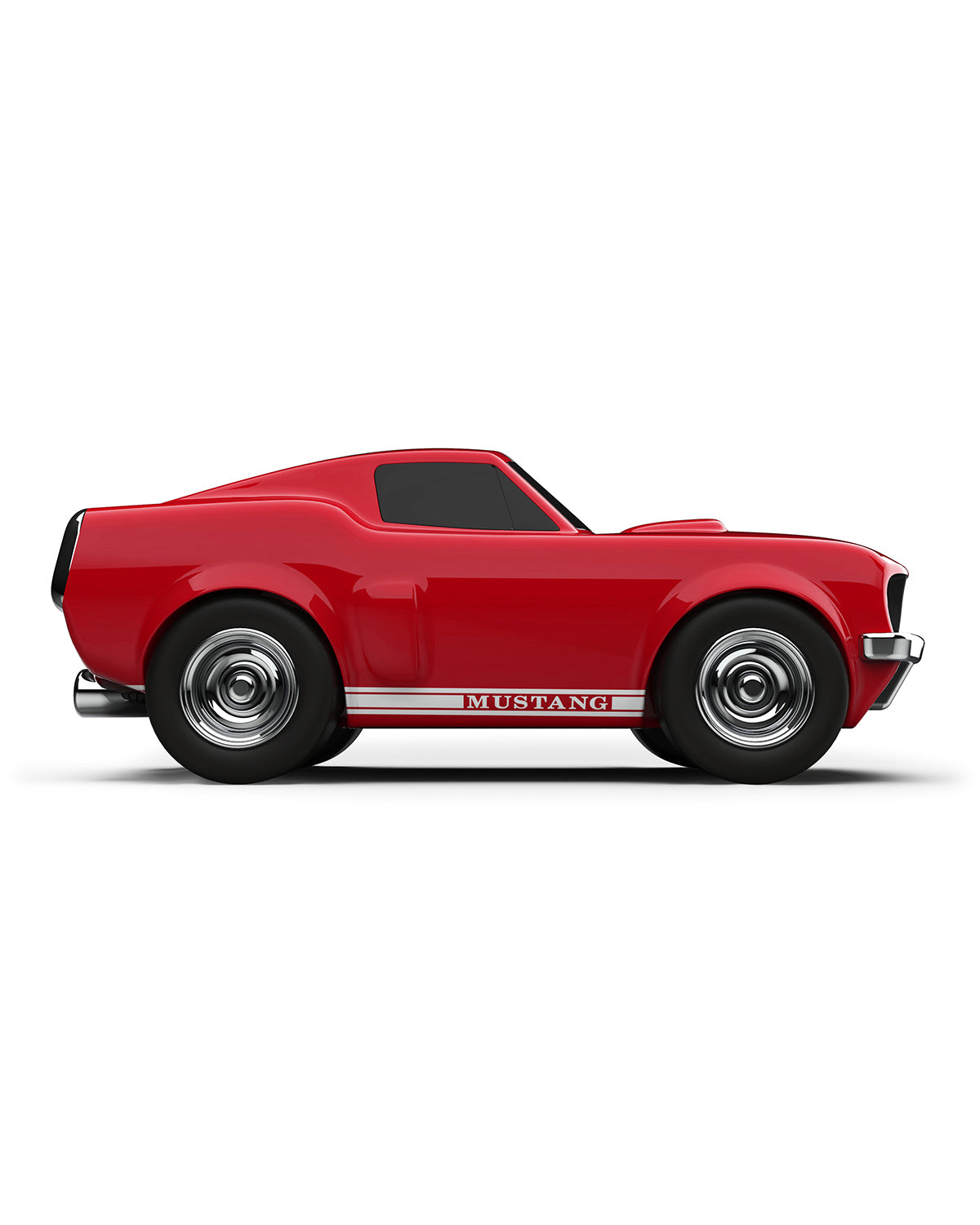 Baghera red Ford Mustang racing toy car with white stripes – view 3