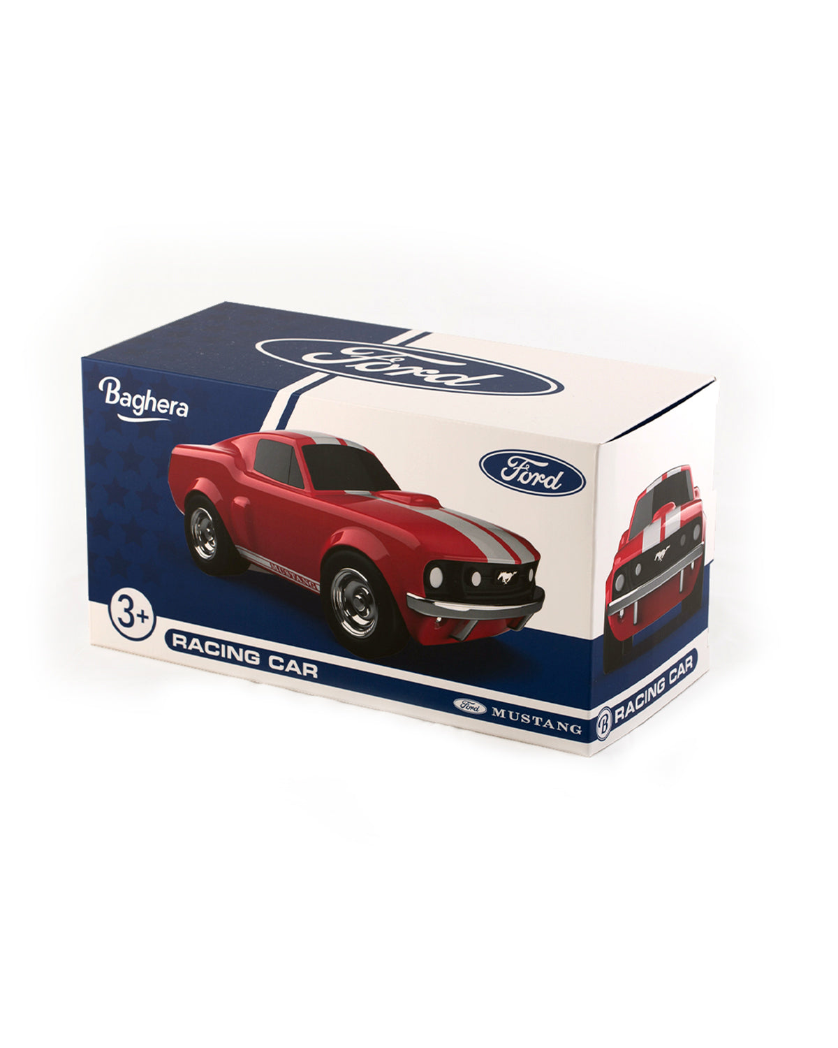 Baghera red Ford Mustang racing toy car with white stripes – view 5