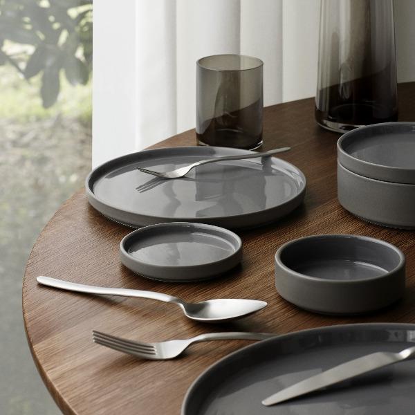 blomus Pilar Stoneware Plates Dessert Plate 7.9", Mirage Grey with Green Undertones Set of 4