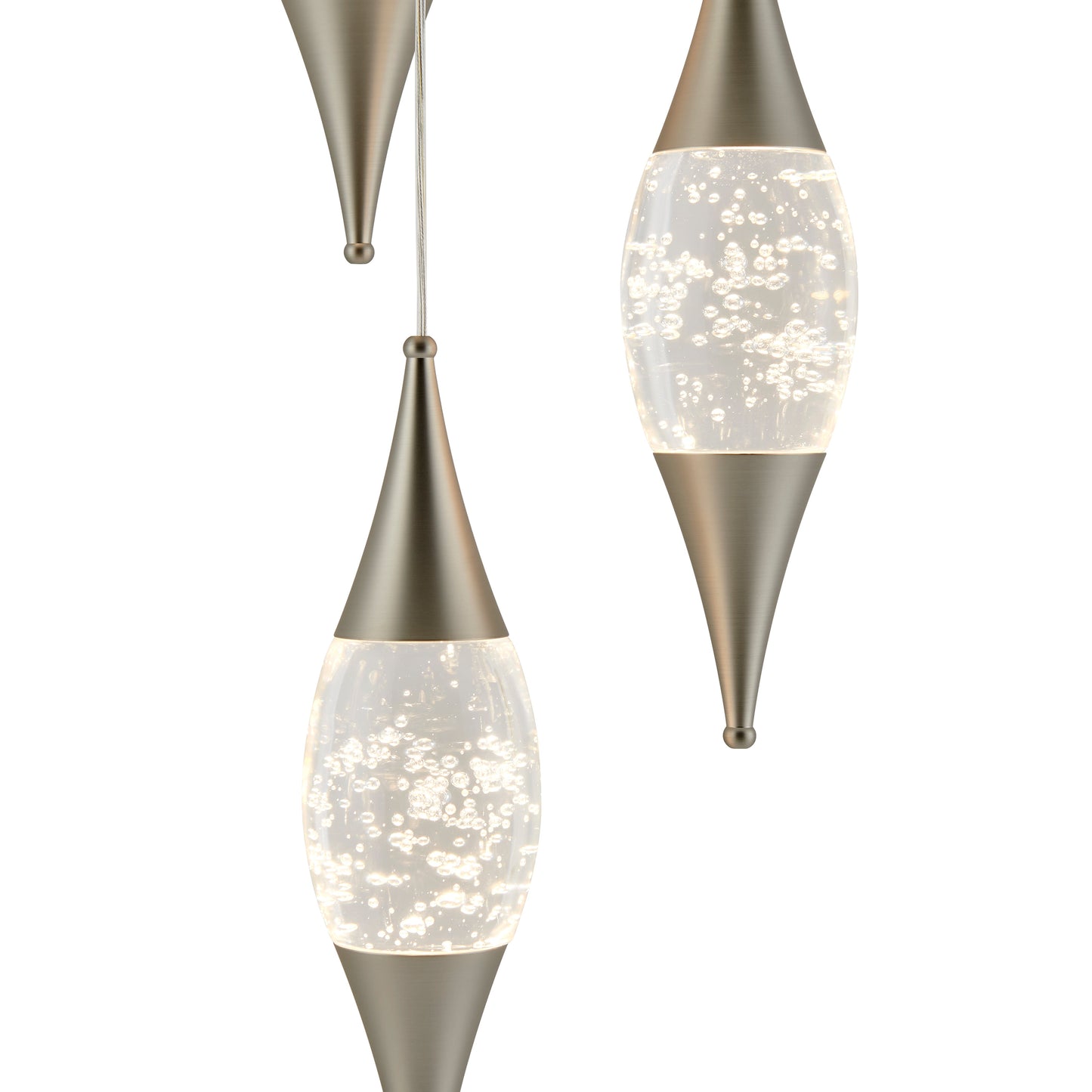Shinny Teardrops Round Chandelier Matte Nickel by Finesse Decor CH-640-5