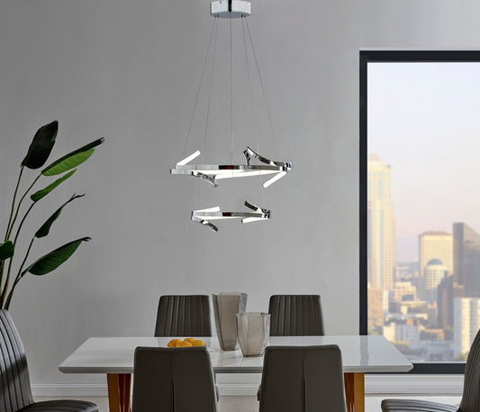 Beijing LED adjustable Round Chandelier Chrome by Finesse Decor CH-011