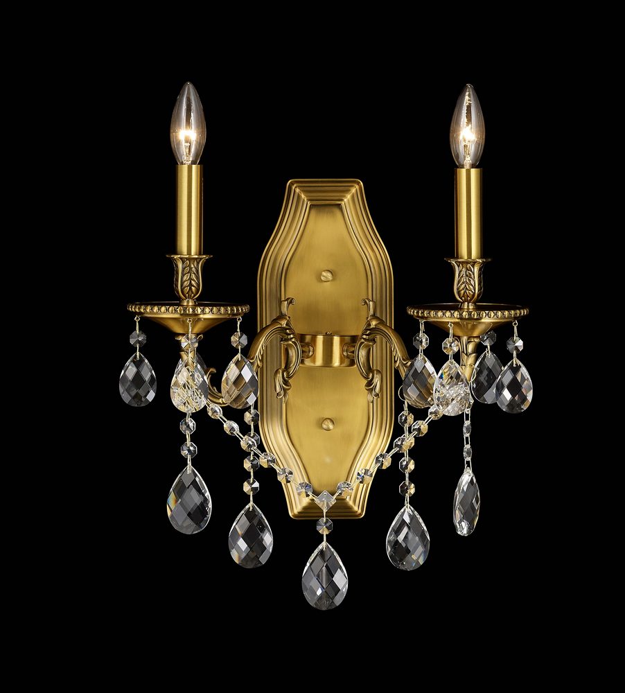 Imperial Wall Sconce 2-Light in Antique Brass 5102WSAB by StarFire Crystal