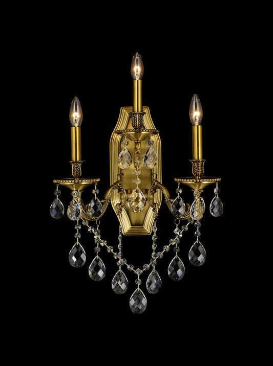 Imperial Wall Sconce 3-Light in Antique Brass 5103WSAB by StarFire Crystal