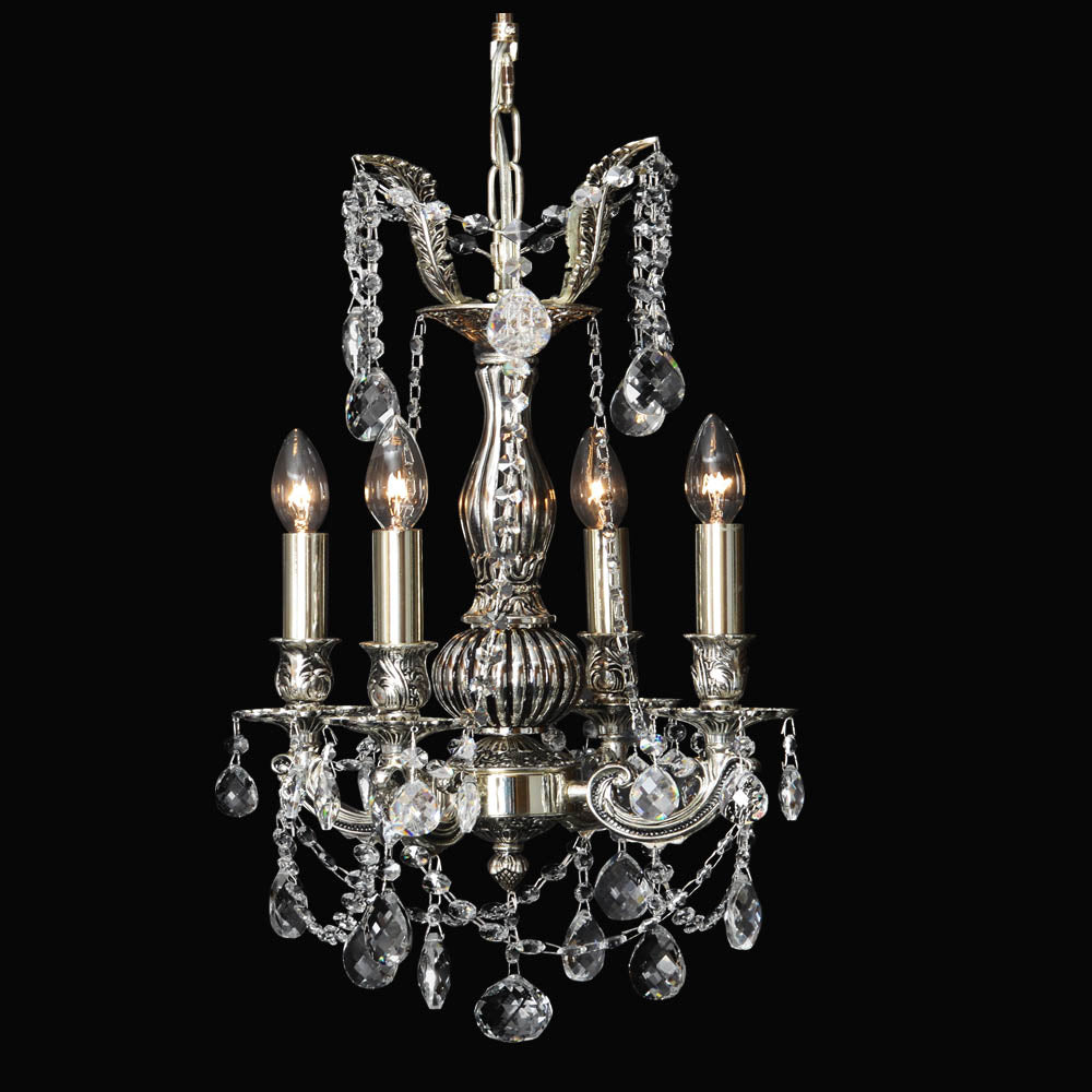 Imperial Chandelier 4-Light in Antique Silver 5104AS by StarFire Crystal