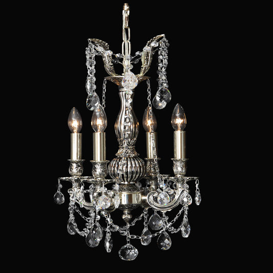 Imperial Chandelier 4-Light in Antique Silver 5104AS by StarFire Crystal