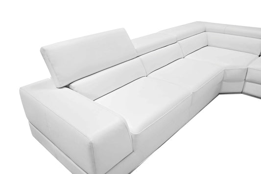 Divani Casa Pella Modern White Italian Leather U Shaped Sectional Sofa