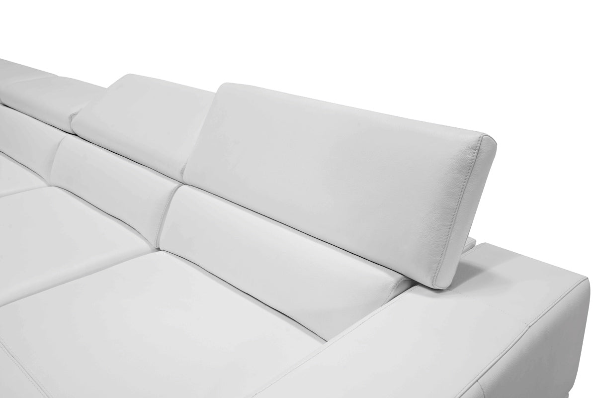 Divani Casa Pella Modern White Italian Leather U Shaped Sectional Sofa