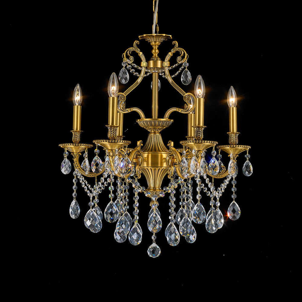 Imperial Chandelier 6-Light in Antique Brass 5106AB by StarFire Crystal