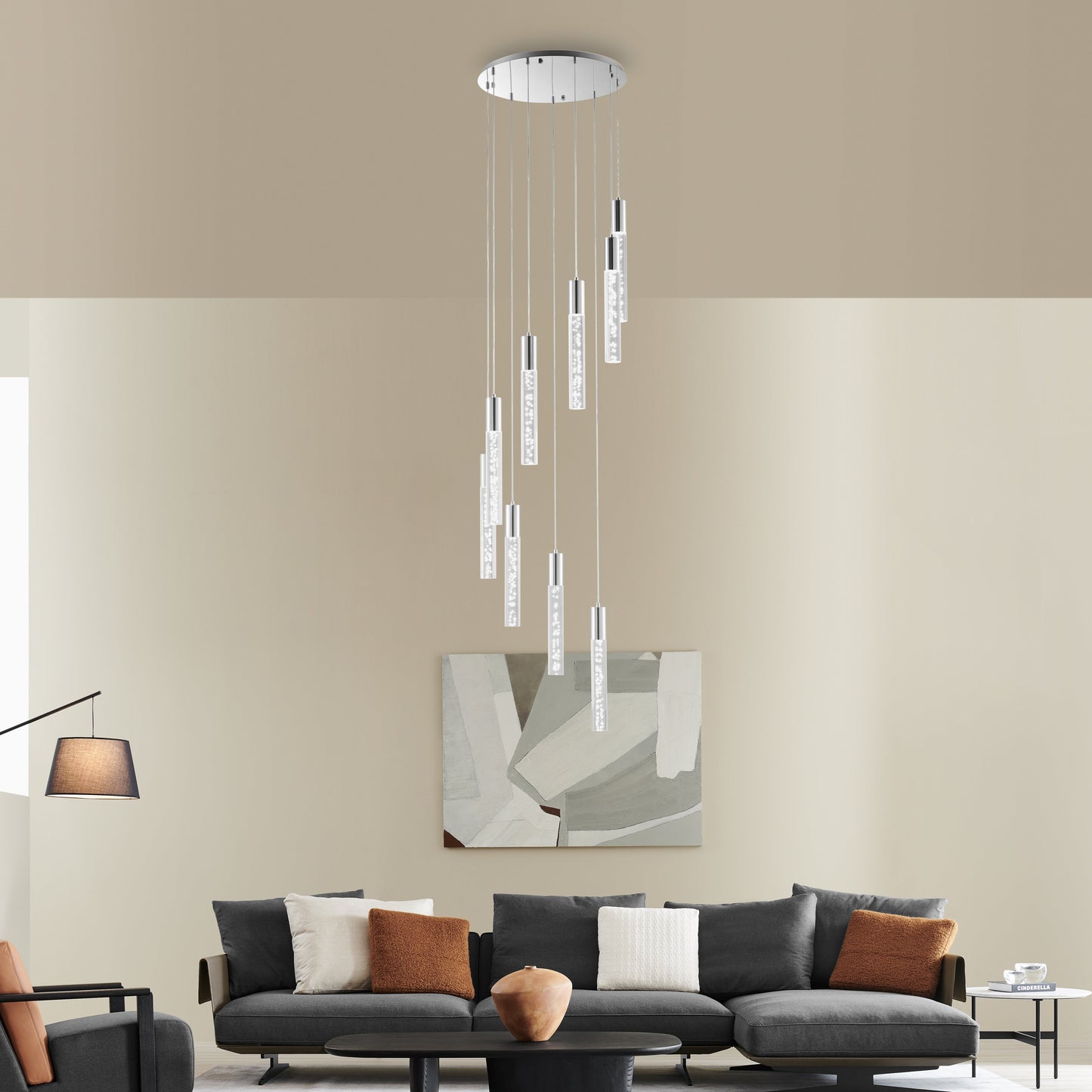 Acrylic Cylinder Chandelier - Finesse Decor FN-1260-9