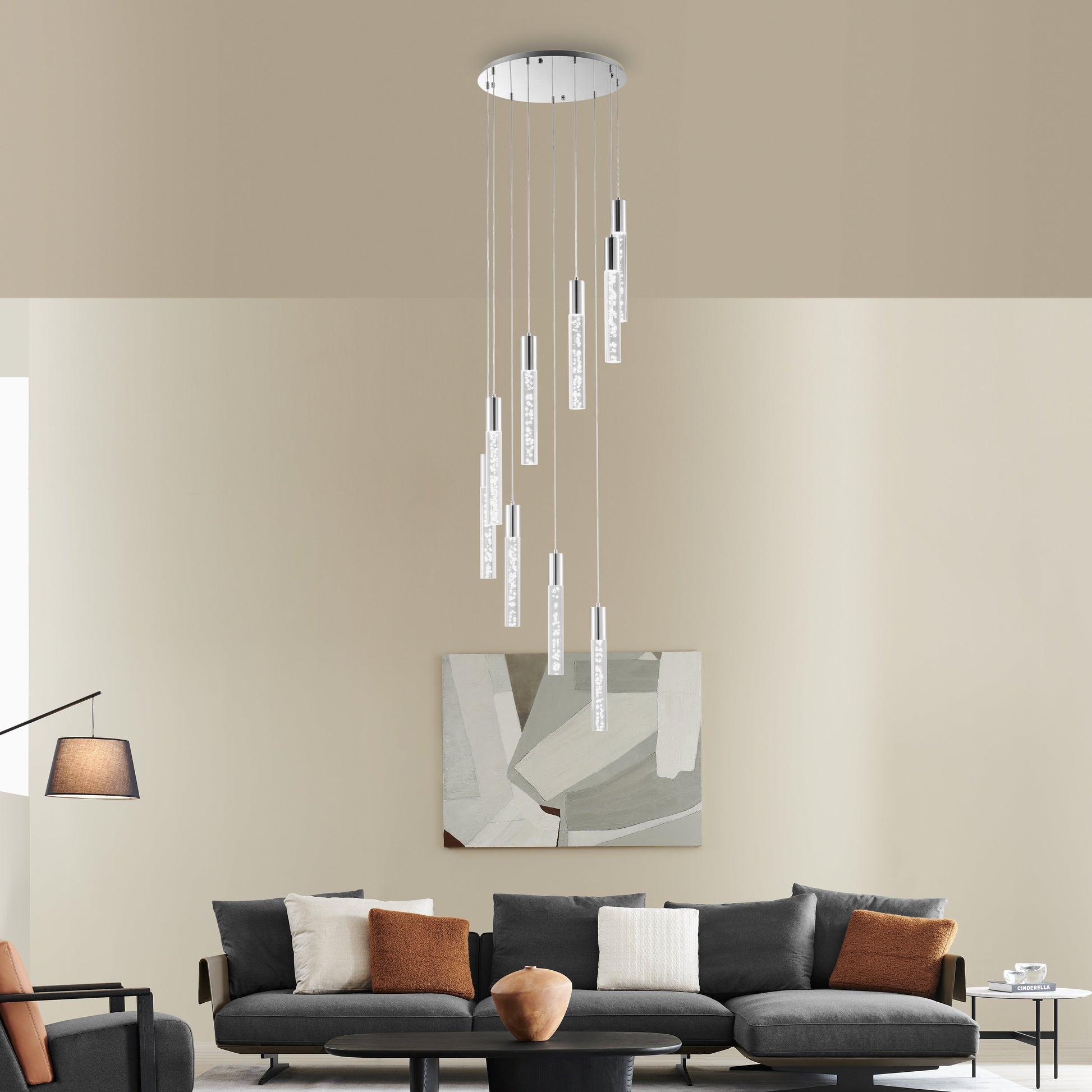 Acrylic Cylinder Chandelier - Finesse Decor FN-1260-9