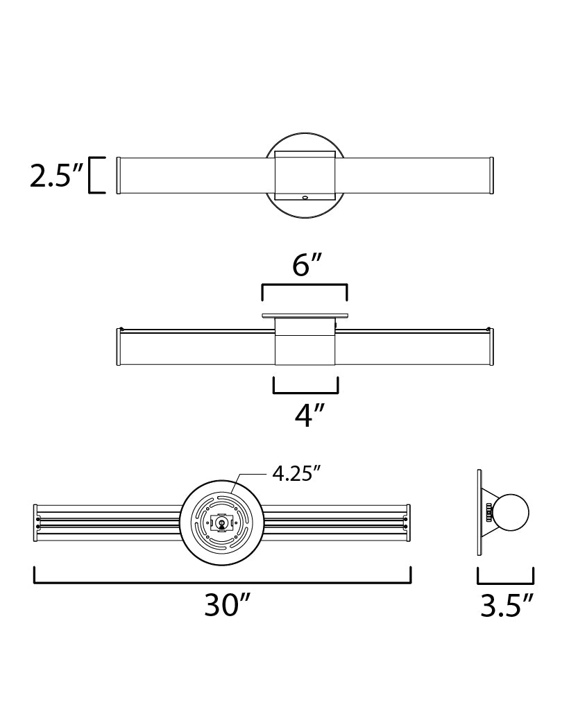 Tubo 30" LED Bath Vanity Black by Maxim Lighting