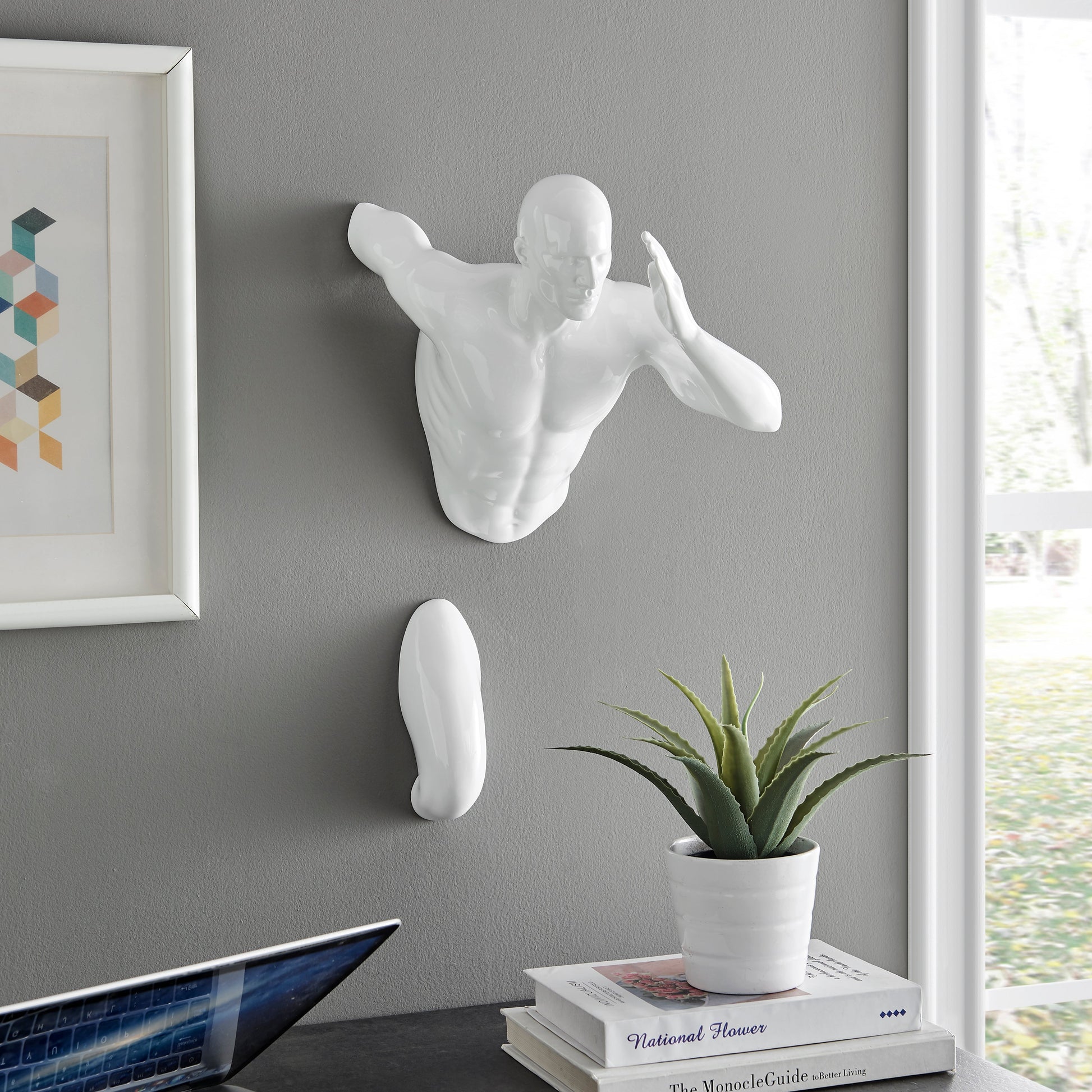 Runner Man 20" Wall Sculpture White by Finesse Decor C-WR-19XL