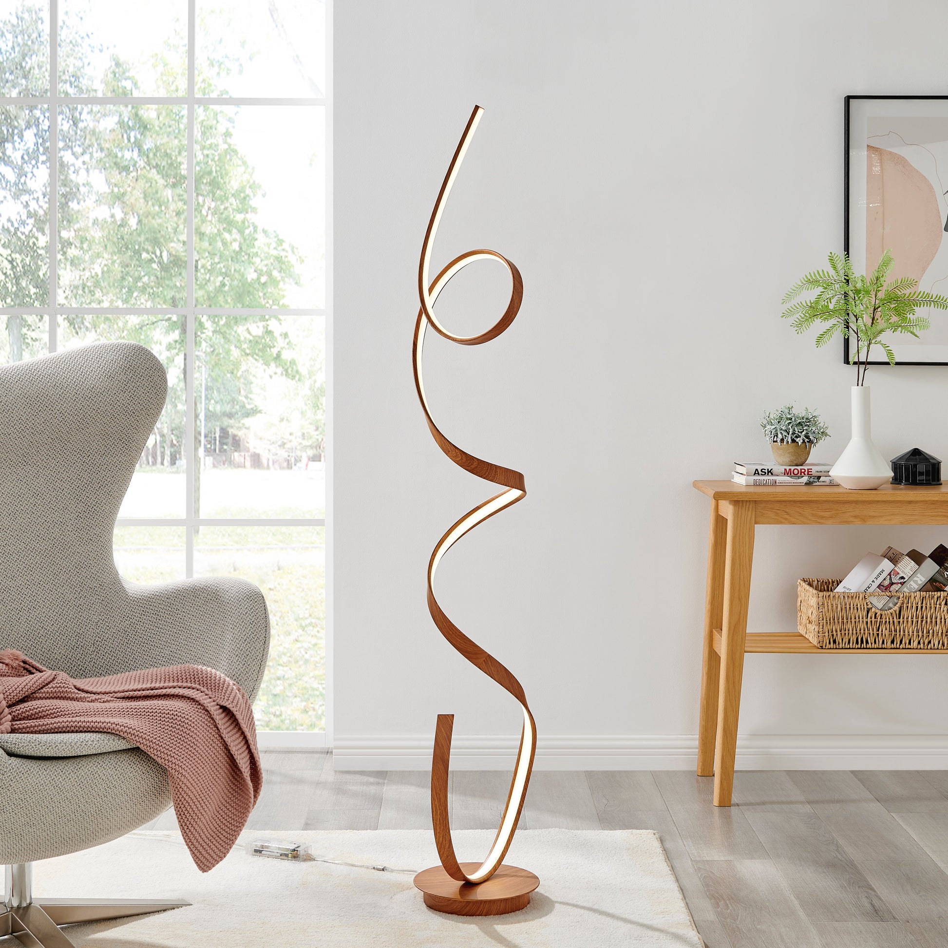 Amsterdam LED Dimmable 63" Floor Lamp Wood by Finesse Decor FL-002-LW