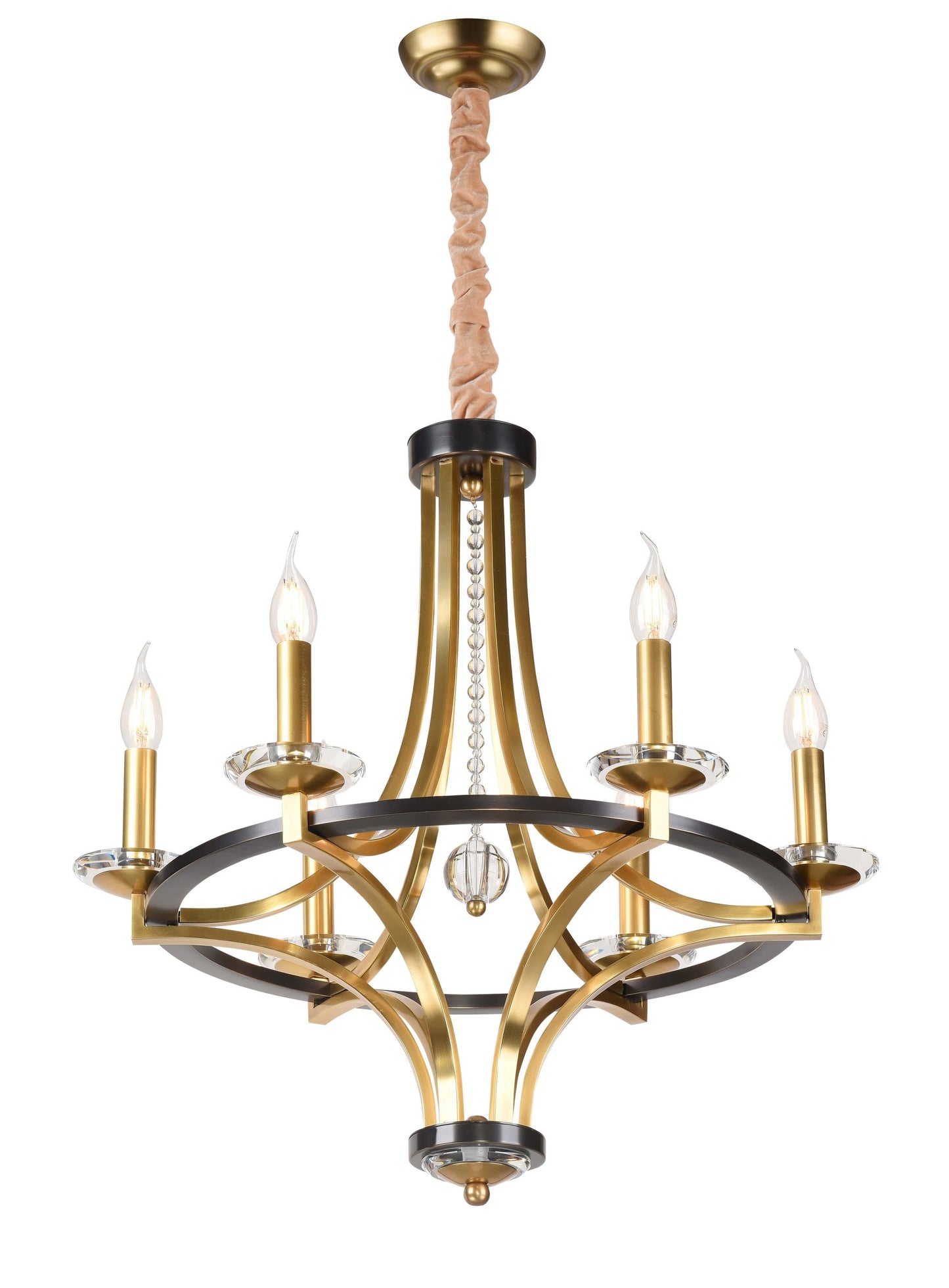 Berlin Pendant 6-Light in Antique Brass and Black 5325BB by StarFire Crystal