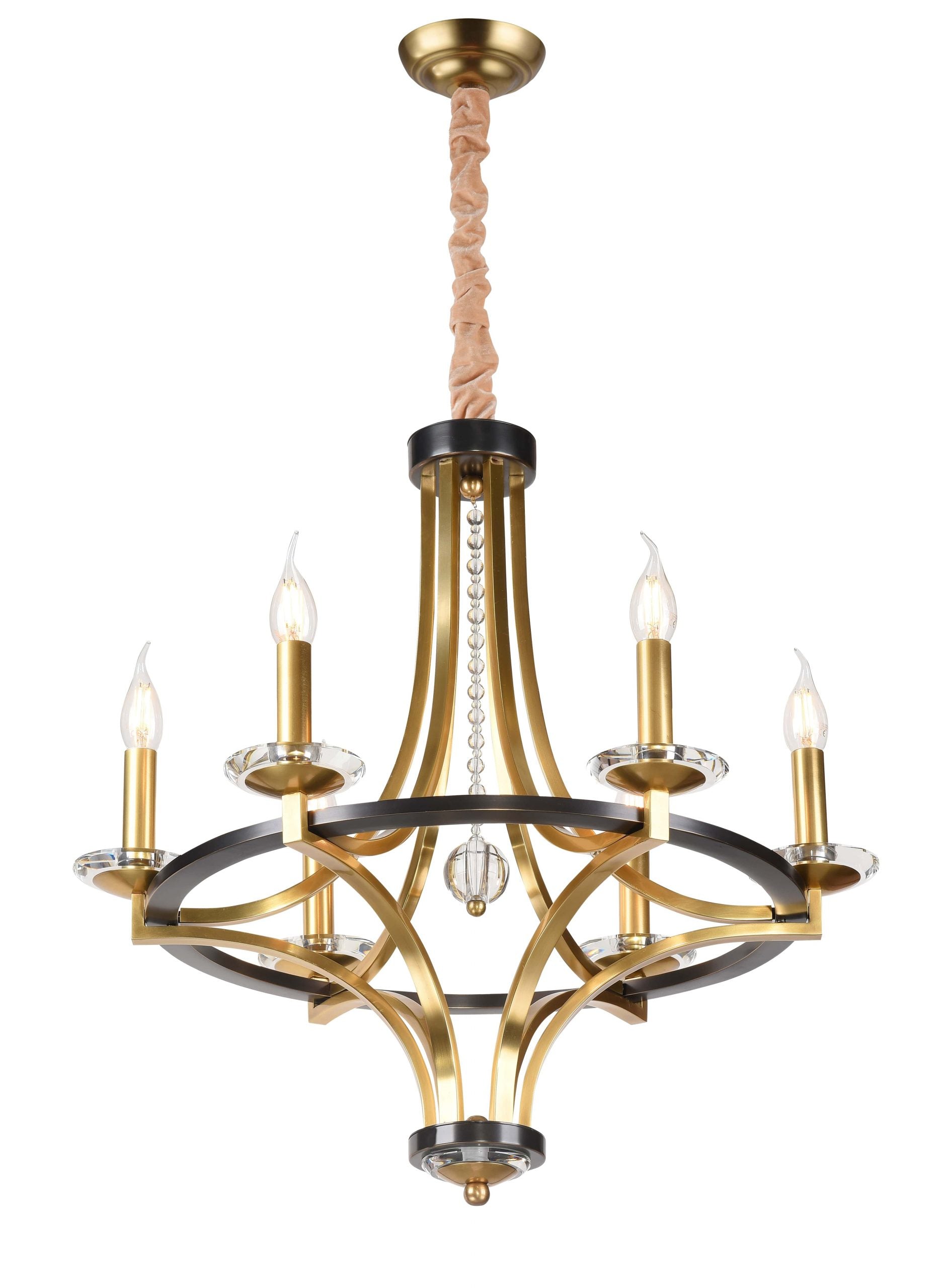Berlin Pendant 6-Light in Antique Brass and Black 5325BB by StarFire Crystal