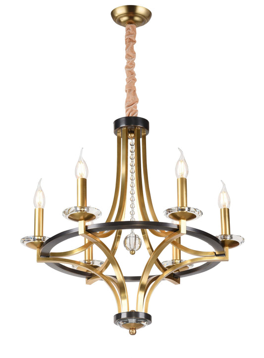 Berlin Pendant 6-Light in Antique Brass and Black 5325BB by StarFire Crystal