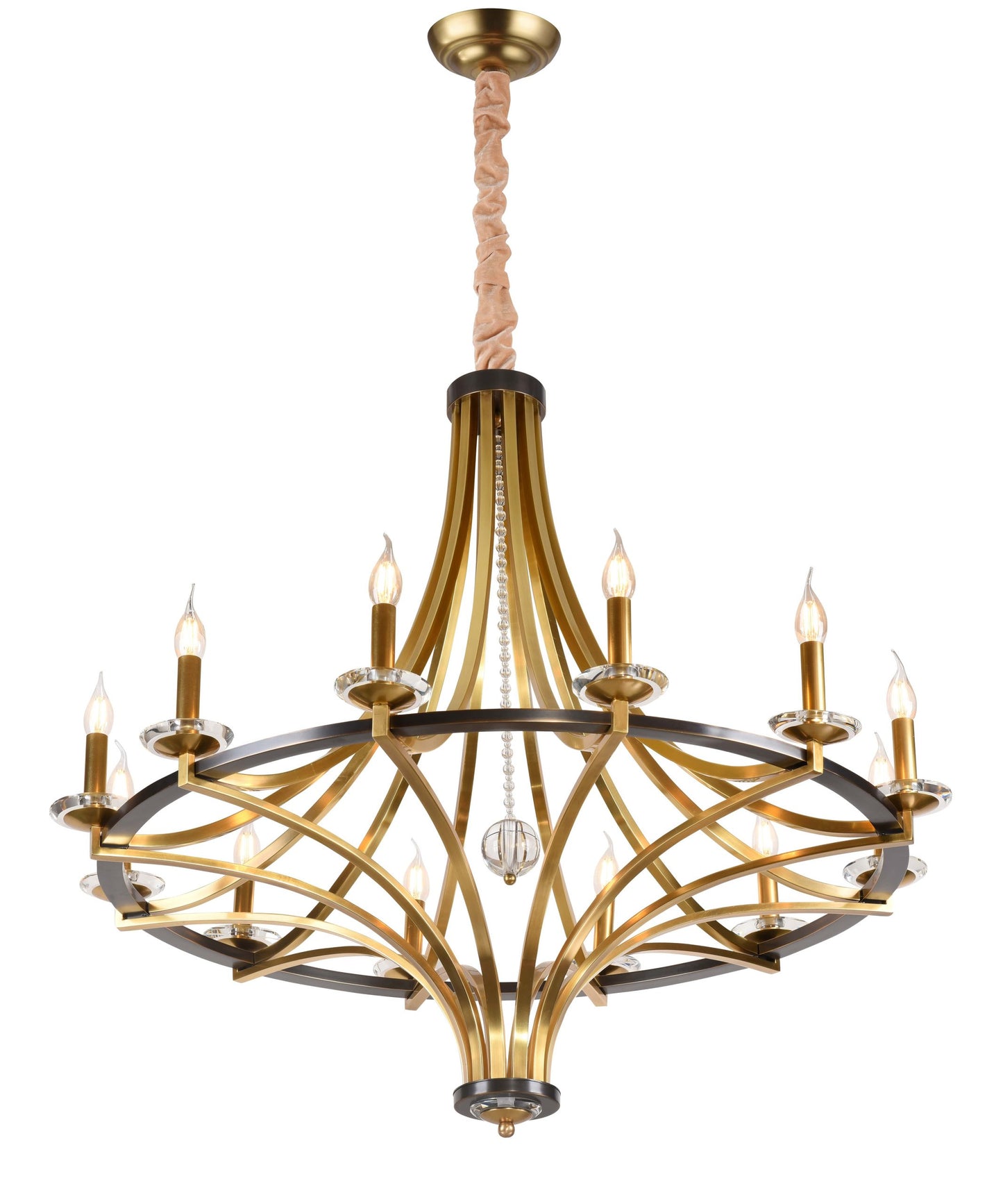 Berlin Pendant 12-Light in Antique Brass and Black 5342BB by StarFire Crystal