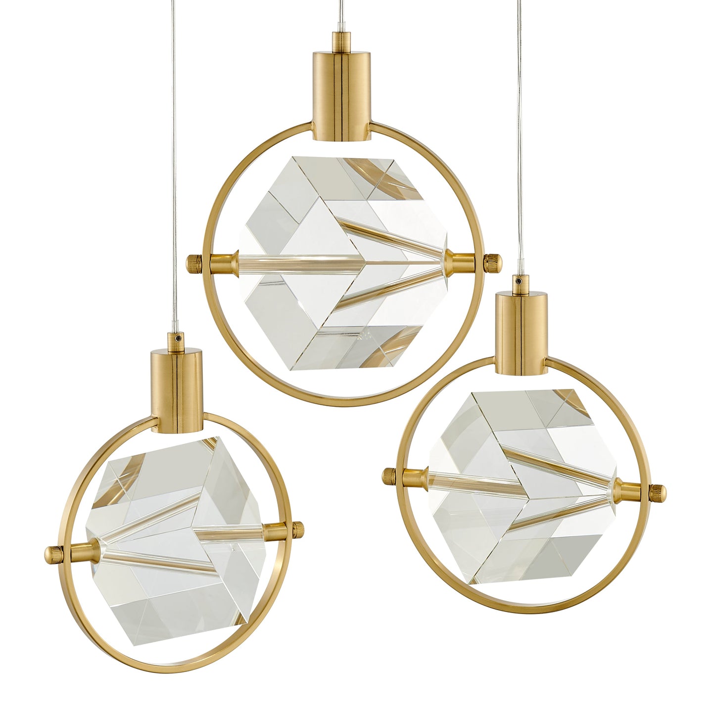 Hollywood Cube 3 Light Pendant - Finesse Decor CH-1121-3GLD